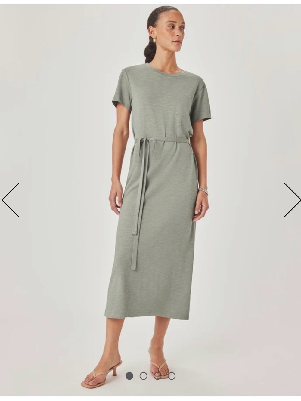 Splendid Olive Green Tie-Waist Midi Tee Dress